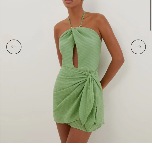 NWT Vix Paula Hermanny Camille Short Dress Aloe Green Size XS